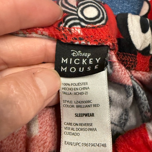Disney Mickey Mouse Pajama Pants with elastic waist Red black & white Size XS - Picture 6 of 8